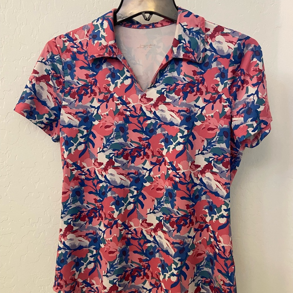 Jofit Pink and Blue Floral Golf Shirt